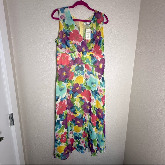 Coldwater Creek Multicolor Floral Tea Party Dress Size 16 Garden Spring Feminine - Picture 2 of 9